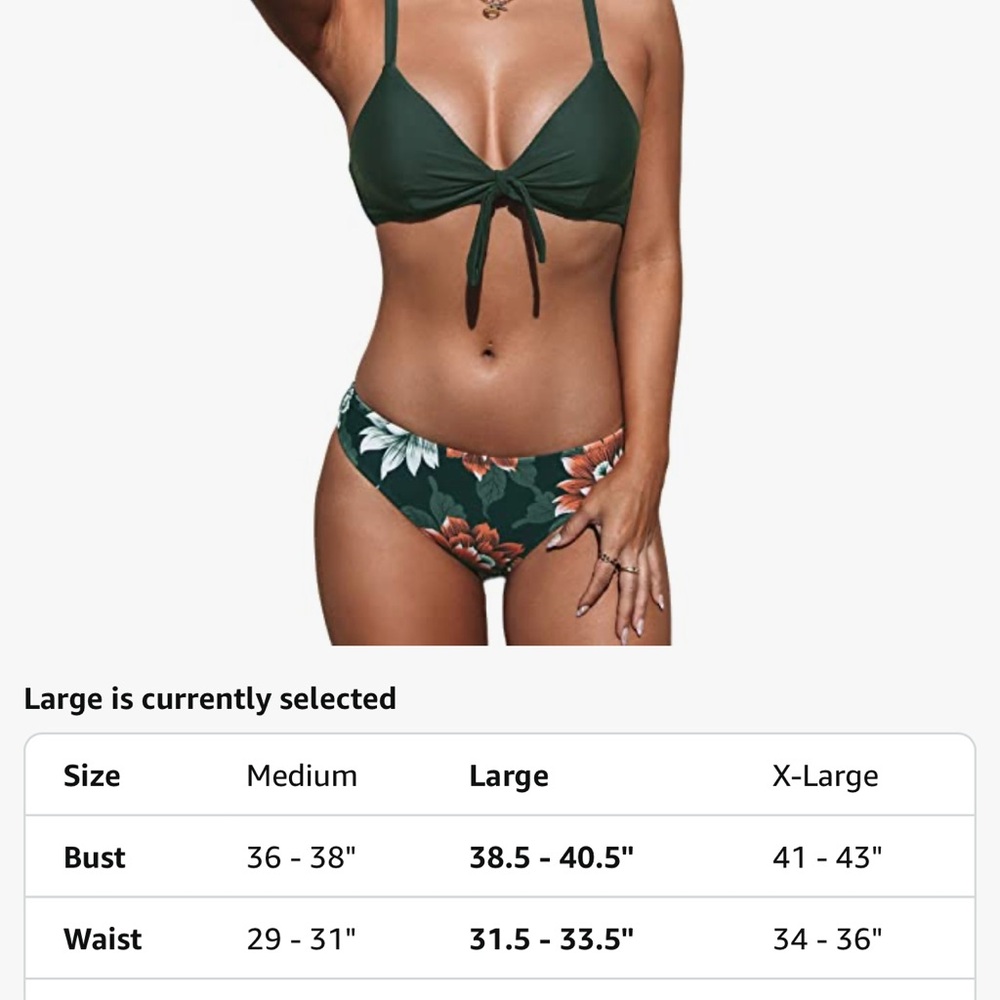 3/$35 WOMEN'S BUNDLE Floral Green Bikini Set - Picture 5 of 5